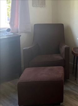 Rocking Brown Armchair with Ottoman