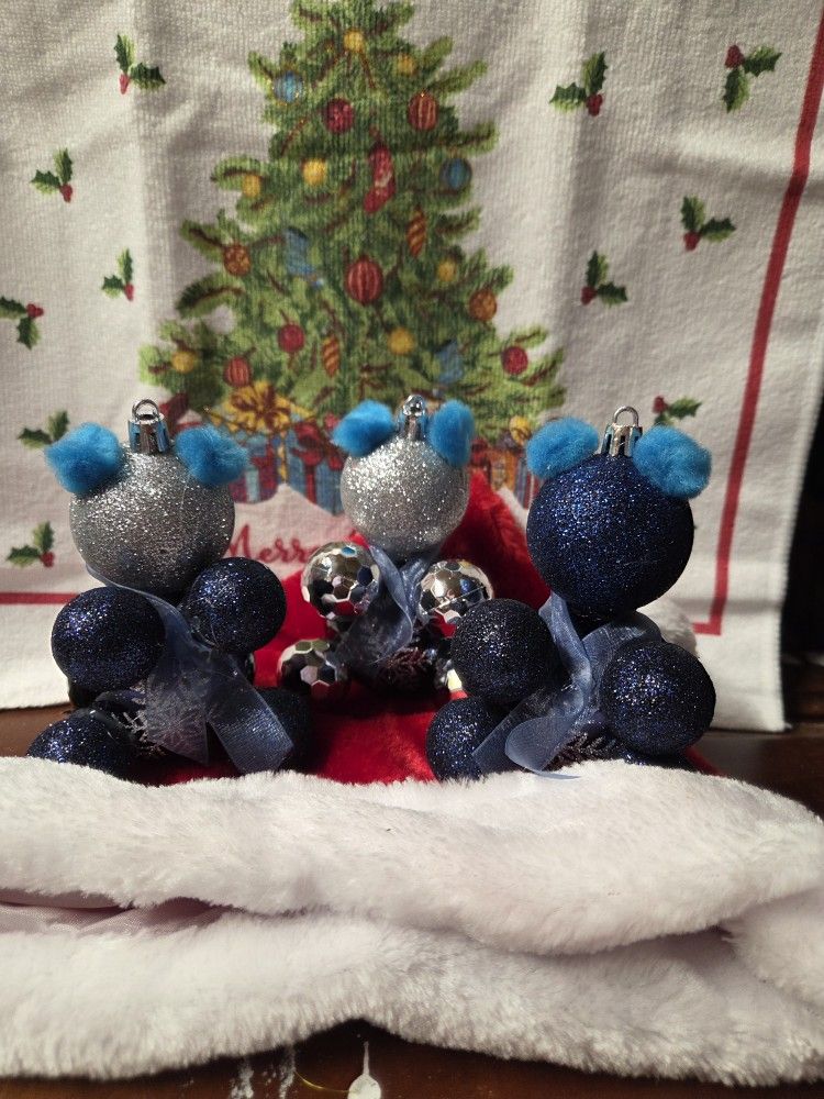 Blue Handmade Teddy Bear Ornaments 