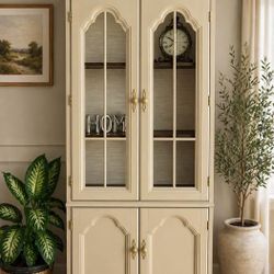 Gorgeous BOHO Chic Glass Wall Display Cabinet Hutch Bookcase