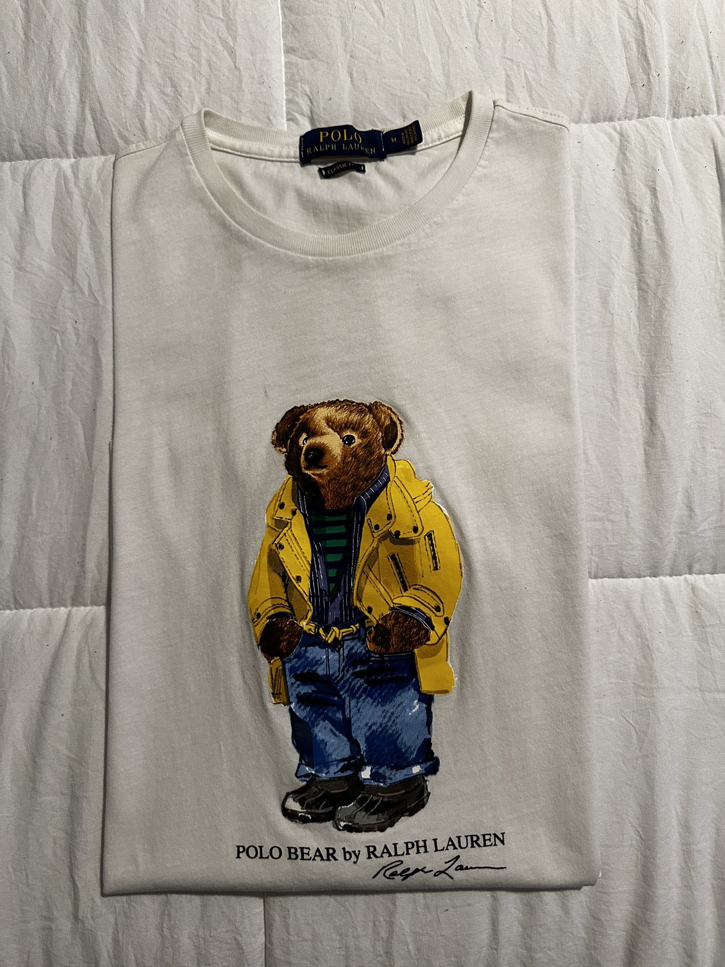 Polo Ralph Lauren White Signature Teddy Bear Yellow Rain Coat Jeans Tee T-Shirt