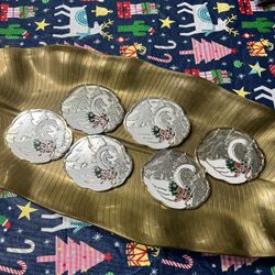 6 WM Rodgers Christmas Silver Plated Swan Coasters