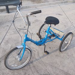 20" foldable 3 wheel trike bike with basket 