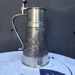 10" Beautiful Vintage Stein/ Jar  by Enka Zinn 95% Pewter  Made in Germany