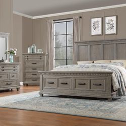 4 PC SET  1 QB+ 1 DR + 1 MR + 1 NS +  NEW IN BOX (MATTRESS AND CHEST SOLD SEPARATELY)