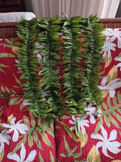 Maile style ti leaf leis