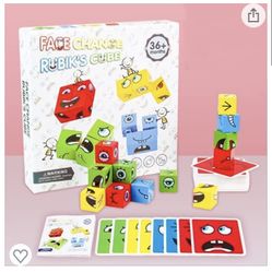 Expression Puzzle Building Cubes Wooden Face-Changing Magic Cube Building Blocks Matching Game