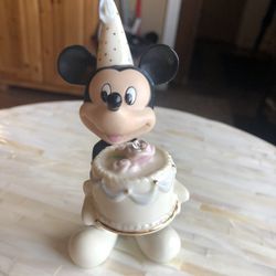 Disney Lenox Mickey Mouse Birthday Cake & Hat With April Birthstone