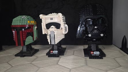 Lego star wars helmets darth vader Boba fett scout trooper