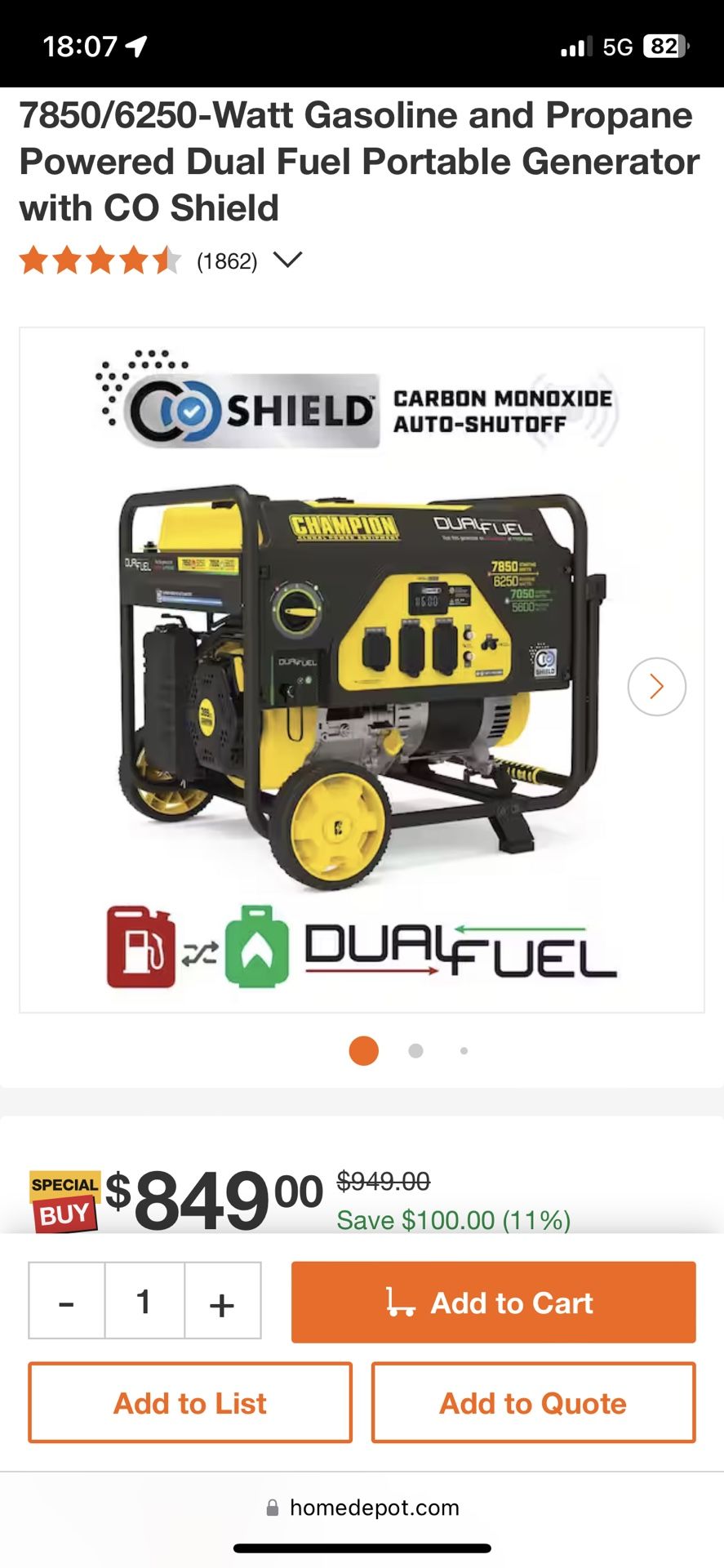 Champion Power Equipment 7850/6250 Watt Generator
