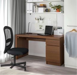IKEA MALM Brown Desk with Drawers