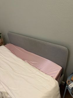 Gray Upholstered bedframe queen