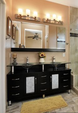 Glass Top Bathroom Vanity 60”