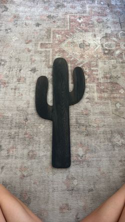 Black wooden cactus wall art