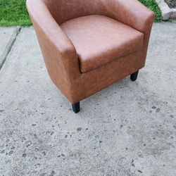 New Cognac Faux Leather Chair