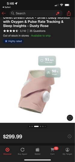 Owlet Dream Sock Smart Baby Monitor – Dusty Rose