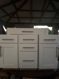 White Shaker Kitchen Base Cabinets Set
