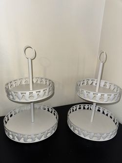 Two Tiered Metal Ghost Tray Halloween 
