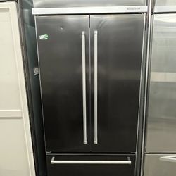 Kitchen Aid Black Stainless 36” Built In French Door Refrigerator 