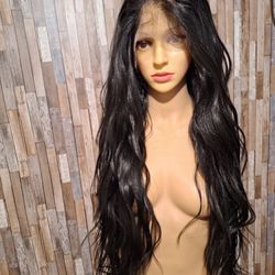 Human Hair Blend Lace Frontal Wig  Free Parting 