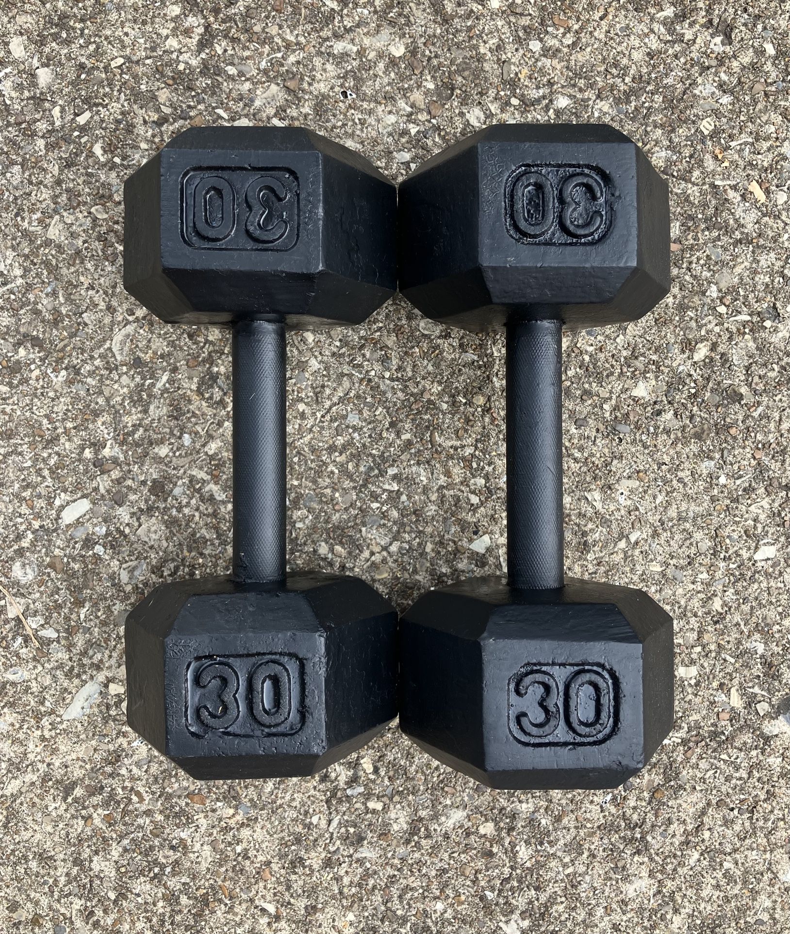 Cast Iron 30lb Hex dumbbell set dumbbells 30 lb lbs 30lbs Weight Weights Pair Pound #