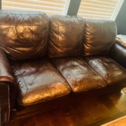 Fine Grain Leather Couches 