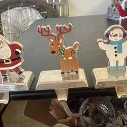 Set of 3 Christmas Stocking Holders - Santa, Reindeer, and Snowman
