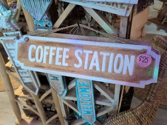 Coffee Station Wooden Hanging Sign