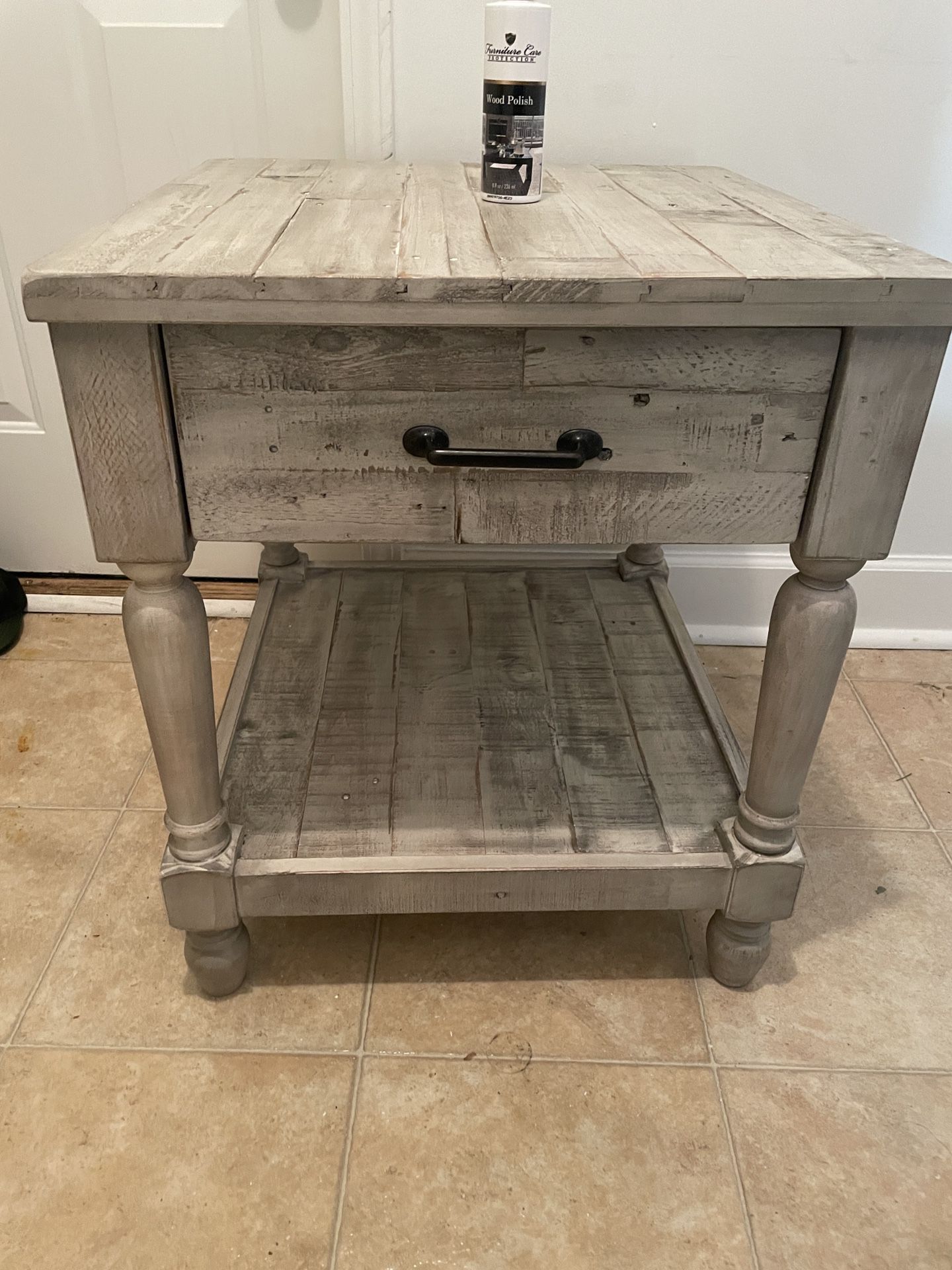 Beautiful White/Gray real wood- end table