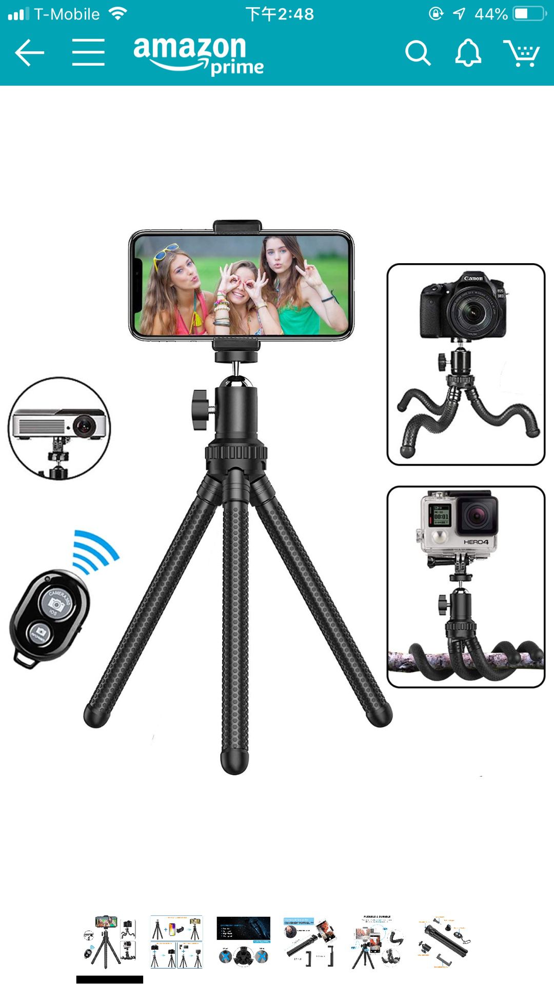 Phone Tripod,Shengsite Portable and Extendable Camera Tripod Stand with Wireless Remote 360°Rotating Adjustable Flexible Cell Phone Tripod Compatible