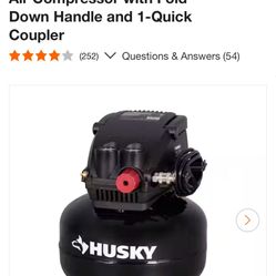 Husky 3 Gal. 120 PSI Portable Electric Oil-Free Light Duty Pancake Air Compressor with Fold Down Handle and 1-Quick Coupler