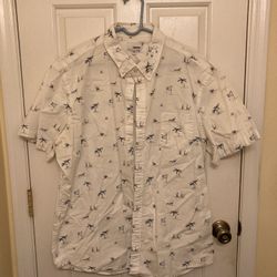 Sonoma Palm Tree Tropical White Beach Summer Vacation Casual Button Down Shirt