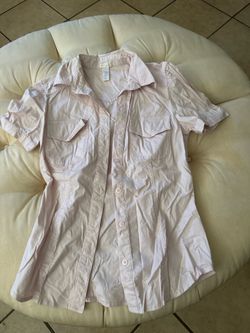 Pink Short Sleeve Button-Up Shirt
