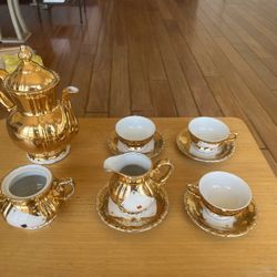 Beautiful Antique Bavaria German Tea Set With Playing Cards Authentic 