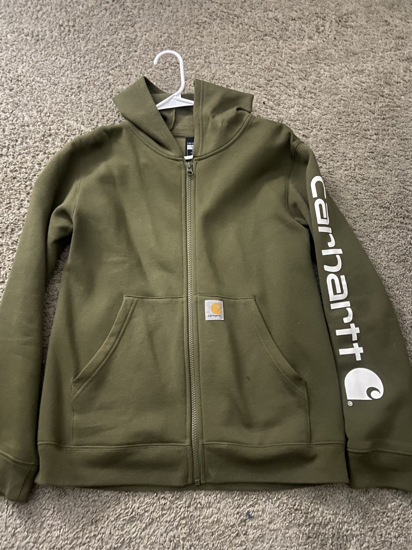 (Worn) Authentic Boys' Carhartt Long-Sleeve Full Zip Logo Sweatshirt