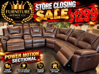 Brown Leather Power Motion Sectional Sofa