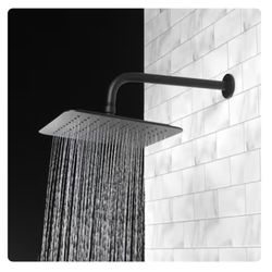 Allen + roth Reign 1.0 -Settings Matte Black 10-in Square Fixed Rain Shower Head 1.8 GPM
