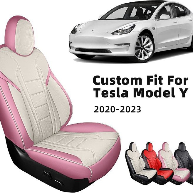 Tesla Model Y 2020-2023 Pink/White Custom Fit Car Seat Cover