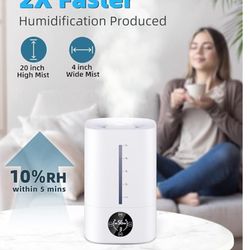 5L Humidifiers for Bedroom, 50H Runtime Humidifier for Large Room, Ultra-Quiet 28dB Cool Mist Air Humidifier for Home Baby Nursery & Plants, Auto Shut