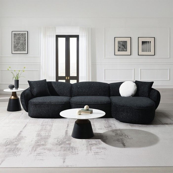 Brand New Black Super Plush Black Modern Style Sectional Sofa