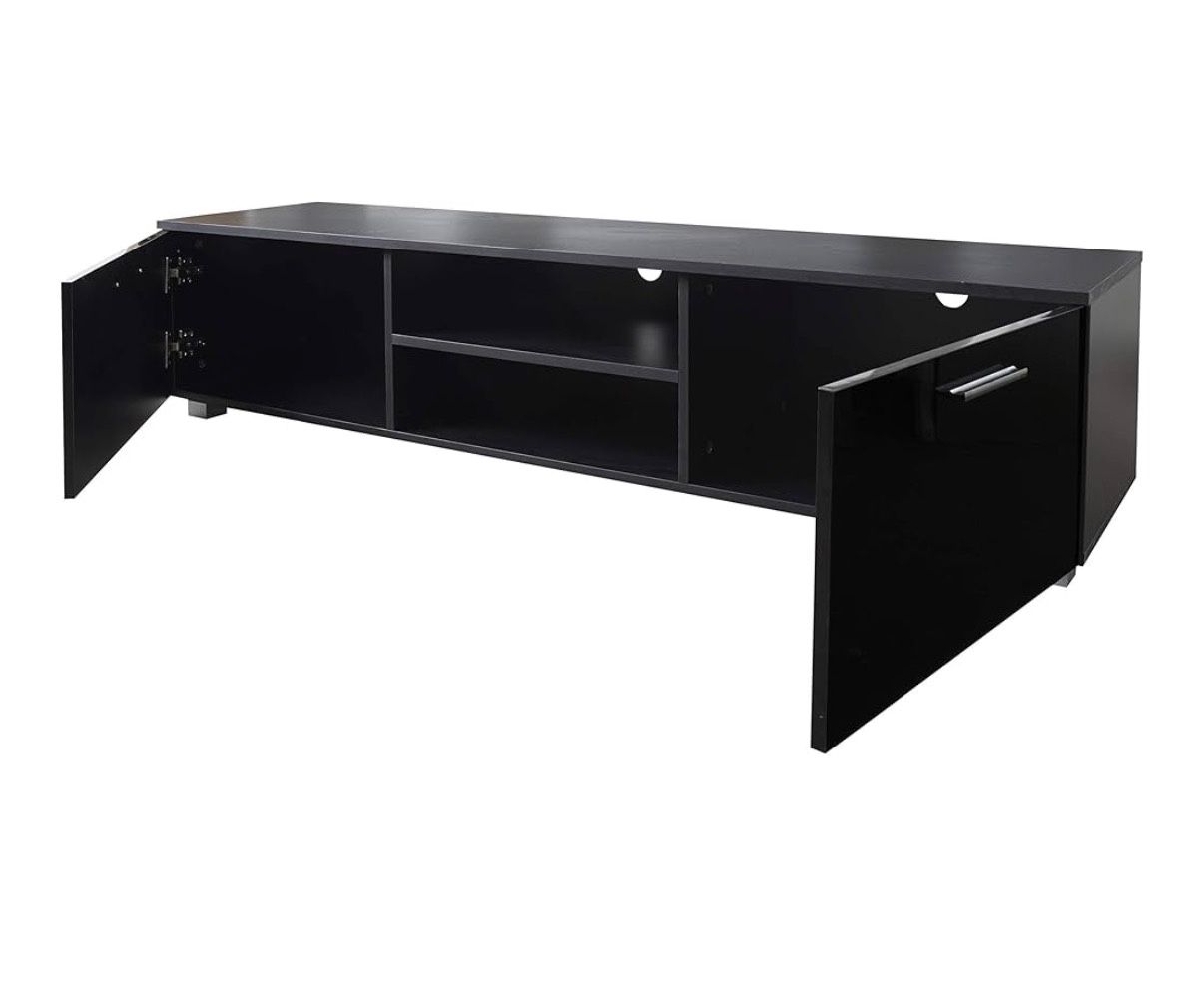 Home TV Cabinet with 2 Storage Drawer Modern TV Stand for Up to 70-inch TV for Rest Room, Living Room and Bedroom (Black)