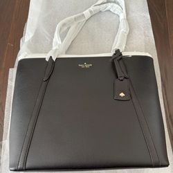 New! Kate Spade Large Black Leather Cara Tote