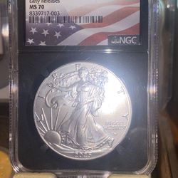 2025 (W) $1 American Silver Eagle NGC MS70 ER Flag Label Retro Core
