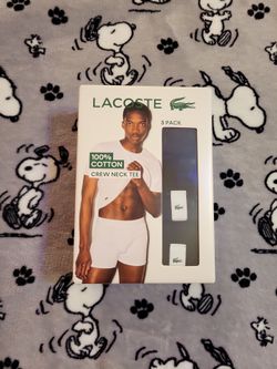 Lacoste Men's 100% Cotton Crew Neck Tee 3 Pack Black Size Medium
