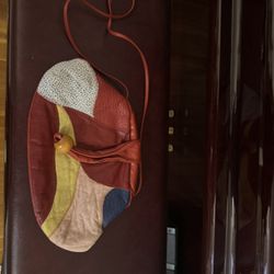 MOVING SALE  colorful patches red big apple leather handbag