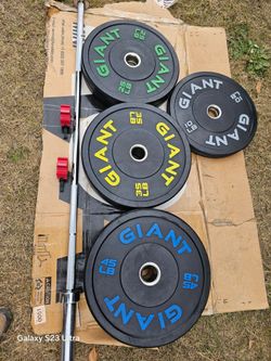 Giant Bumper Plates And Barbell