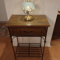 Beautiful Rustic Wooden And Metal End Table 