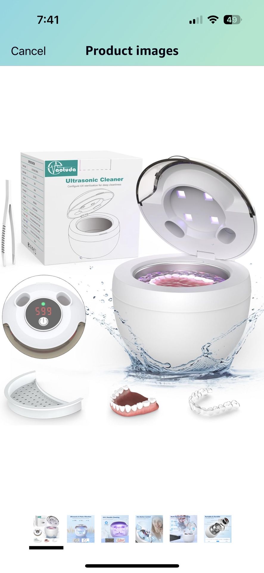 45kHz Ultrasonic Retainer Cleaner Machine, 200ML Denture Cleaner, 4 Modes with Digital Timer Mouth Guard Cleaner for Aligner, Night guard, Braces, Too