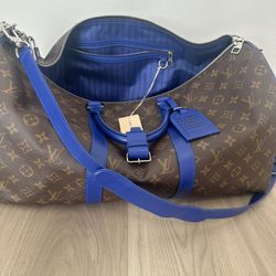 Louis Vuitton Keepall Bandoulière 50 Monogram Blue Trim (Limited Edition)