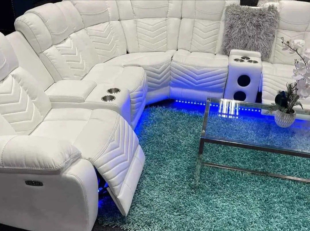 Sofá-Seccional Reclinable Blanco ⭐️ Recliner Sectional Sofa White