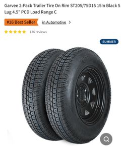 Garvee 2-Pack Trailer Tire On Rim ST205/75D15